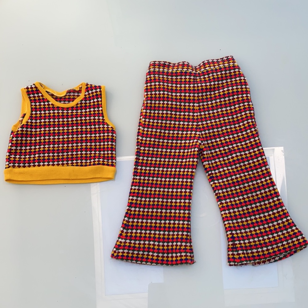 Vintage Sweater Bell vest set flare 3/4 groovy OAK